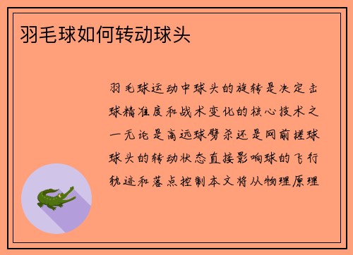 羽毛球如何转动球头
